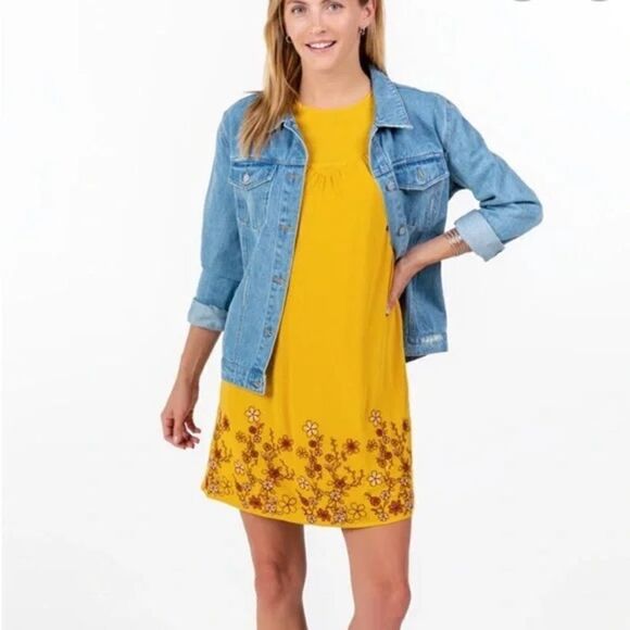 Blue Rain Anthropologie Golden Embroidered Dress Boho Hippie Size XXS - Picture 3 of 11